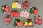 10 Vtg  Ceramic Glazed Fruit Vegetable 3d Kitchen Decor Wall Hanging Plaques Lot