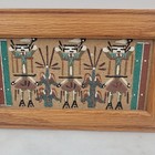 Vtg Navajo Sand Art  corn Harvest  Signed 7 5  X 4 5  Framed