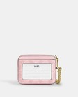 Nwt Coach Zip Card Case In Signature Canvas Cw883 Powder Pink W box