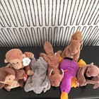 Ty Beanie Babies Plush Lot Of 7 W  Tags Owl Monkey Koala Fox Bat Squirrel