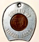 Vintage 1946 Lincoln Wheat Encased Cent Horseshoe Good Luck Charm  Niagara Falls