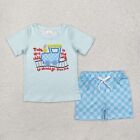 New Baby Boutique Clothing Summer Toddler Boys Green Short Sleeve Outfit