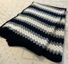 Unbranded Handmade Crocheted Black Gray White Afghan Throw blanket  56  X 38 