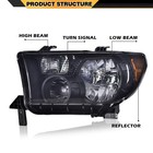 Headlights For Toyota Tundra 07-13 Sequoia 08-17 Smoke Black Orange Reflector