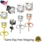2mm-10mm 925 Silver Plated Round Cut Cubic Zirconia Ear Stud Earring Lab-created
