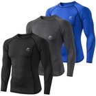 3pcs Men Long Sleeve Compression Shirts Gym Underwear Top Breathable Thermal 