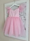 Girls Birthday Dress Pink Sequin Party Dress Flower Girl Princess Tulle Dress 