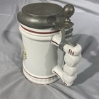 Vintage Gerz West German Beer Mug Pewter Lidded Stein Virgo Notched Handle