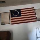 Vintage Betsy Ross Flag 3x5 Ft Cotton Outdoor  Embroidered Tea Stained Americ   