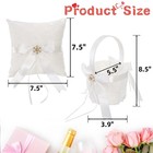 2 Pack Flower Girl Basket And Ring Bear Pillow Set  Cute Lace Pearl Flower Ba   