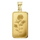 5 0 Gram Pamp Suisse  999 Rose Bar Pendant Encased In 14k  Yellow Gold Plated