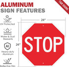 Large Stop Sign Street Road Sign 24 X 24 Inches  Engineer Grade Reflective Sheet
