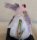 Rose Quartz  Fluorite And Amethyst Macaw Pair 5   -peter Muller