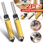 2pcs 1-1 2  1 4  Shank Flush Trim Top Bottom Bearing Router Bit Woodworking Tool