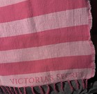 Victorias Secret  Pink Striped Fringe Tassel Throw Blanket Beach Towel Cotton