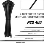 400 Pack Black Assorted Cable Zip Ties 12 8 6 4 Inch Nylon Self Locking Mix Sets