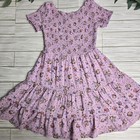 Stitch   Pine Girls Small 7 8 Lavender Floral Smocked Tiered Dress Boho
