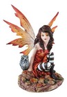 Ebros Fantasy Autumn Forest Tribal Fairy In Orange Gown With Owlet Owl Figurine