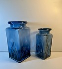 Lot  2 Heavy Blue Glass Vases  6 75    Tall X 2 75    Wide    8    Tall X  3 6 8    Wide