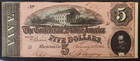 T-69 1864  Pmg 63    5 Dollar Confederate States Of America  free Ship  G359