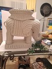Vintage White Rattan Wicker Elephant Plant Stand end Table 20  Tall 