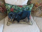 Stunning French Style Aubusson Black Dotson Vintage W  Trim Needlepoint Pillow