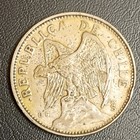 Chile 1927 2 Pesos Silver Toned Coin Km 154 Large Condor 0 5 Fine