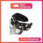 Gmmidea Baseball Headbands For Women Pearl Crystal Knotted Headband Bejeweled Ba