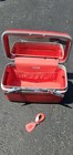 Vtg Red Samsonite Silhouette Hard Shell Train cosmetic makeup Case With Keys 