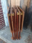 Vtg Rare Set  4  Oak Wood formica Folding Tv Trays Tables   Carry Stand Mc Clean