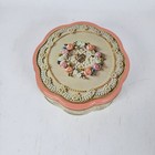 Vtg Avon Tin 1981 Beauty Dusting Powder Floral Hearts Lid   Original Puff Read