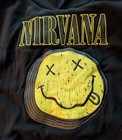 Nirvana Band Black Pullover Hoodie Embroided Yellow Smiley Face Graphic Size L