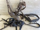 Antique Horse Tack Lot Mixed Straps Primitive Western Leather Brass Rings
