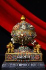16 Cm Tibet Buddhism Inlay Gem Dzi Bead Tibetan Silver Prayer Wheel Scripture