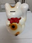 Japanese Maneki Neko Lucky Beckoning Cat Coin Bank Figurine 10    H