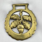 Brass Horse Medallion Vintage English Acorn Oak Leaf Traditional Parade Harness