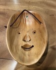 Japanese Ko-omote Style Wooden Noh Mask Unpainted W  Cord Strap 6x8 