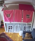 Twin Loft Bunk Bed W pink  And Grey Tent Bunkbed 2 X Free Mattress Free Cover