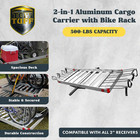 Tow Tuff Heavy Duty 2-in-1 Aluminum Cargo Carrier With Bike Rack  open Box 