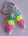 Colorful Beach Frosted Glass Drop Earring Sp Handcrafted  910
