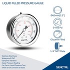 0-160 Psi Liquid Filled Air Pressure Gauge  1 4  Npt Back Mount