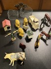 Lot Of Lead Figures Farmers Skaters Farm  Truck Dogs Horses Haystacks  j 