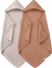 Muslin Hooded Baby Bath Towels 2 Pack 100  Cotton Newborn 32x32 Inch