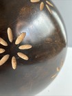 Mid-century Hand Turned Burl Wood Vase 8 5  - Carved Minimalist Flowers Mcm