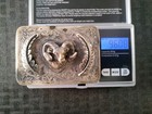 Vintage Sterling Silver Ram Head And Feathers Cowboy Belt Buckle 96 Grams