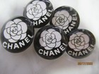 Chanel 5 Acrylic Buttons  Camellia Flower  Cc Logo   18 Mm  Lot Five