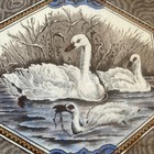 1887 English Victorian Swan And Cygnet Ceramic Tile