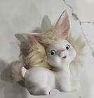 Vintage Japan Kitty Cat With Fur Accents Figurine  Adorable 