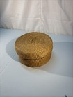 Vintage Antique Handmade Woven Sweetgrass Banded Lidded Trinket Basket Box