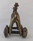 Vintage Indian Brass Bronze Horse Figurine On Wheels Folk Art Statue Small 4 5  